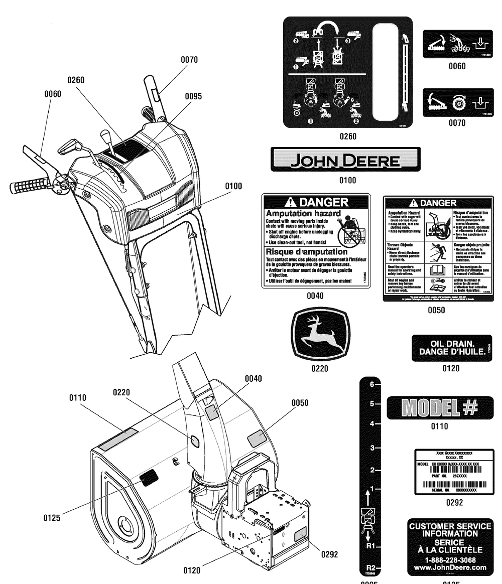 Decal Group Diagram and Parts List for 1695790-LP25941-1338PE 2010 Briggs and Stratton Snow Blower